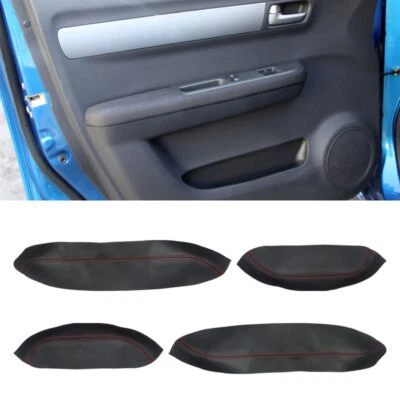 4x Black-Red Line Leather Door Armrest Handel Trim Cover For Suzuki Swift 05-12 - Изображение 1 из 4
