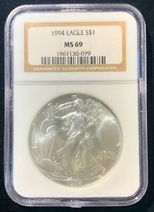1994 American Silver Eagle MS 69 NGC Graded 