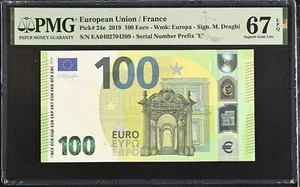 Euro 100 Euro France 2019 P 24 u Prefix Superb Gem UNC PMG 67 EPQ - Picture 1 of 3