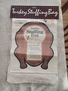 NEW Turkey fabric Stuffing Bag Clipper Mill Vtg with Recipes Thanksgiving - Picture 1 of 6