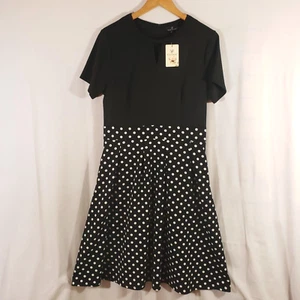 NUEVO CON ETIQUETAS Yathon Para mujeres Talla XL Negro Acampanado Línea A Informal Vestido de Fiesta Lunares NUEVO - Imagen 1 de 10