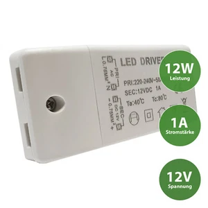 LED Transformator Trafo Netzteil Treiber Driver Vorschaltgerät 12V DC 1A 12W - Bild 1 von 3