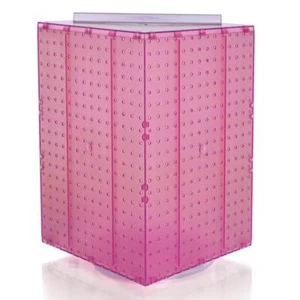 Torre de clavijas de bloqueo de pantallas Azar 14" Wx20" H sobre una base giratoria en rosa - Imagen 1 de 1