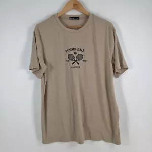 Shein womens t shirt size M beige short sleeve crew neck 044479 - Picture 1 of 8