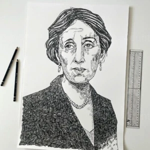 VIRGINIA WOOLF opera d'arte originale, Al Faro, Le Onde, Mrs Dalloway - Foto 1 di 7