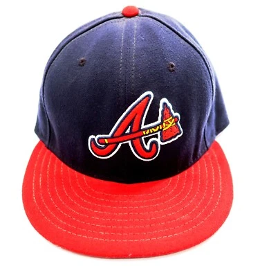 New Era 59Fifty ATLANTA BRAVES Baseball Hat with Sticker Size 7 3/8 - Image 1 of 4
