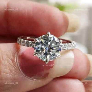 1.80 Ct Round Cut Diamond Lab Grown IGI 14K Solid White Gold Weeding Ring - Picture 1 of 11