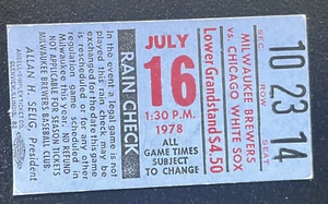 7/16/78 BREWERS/WHITE SOX TICKET STUB-ROOKIE PAUL MOLITOR 3 HITS/3 RBI/2 SBS - Picture 1 of 1