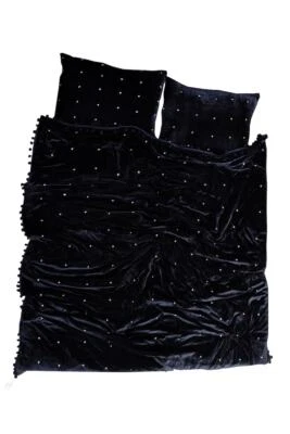 Black Velvet Quilt,Starry Hand Stitched Handmade Quilts. - Image 1 of 4