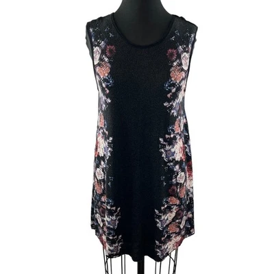 Top túnica SILENCE + NOISE negro estampado floral sin mangas escote redondo talla M Foto 1 de 4