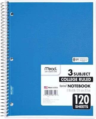 Cuaderno espiral Mead, 3 temas, estándar universitario, color seleccionado para ti  Foto 1 de 4