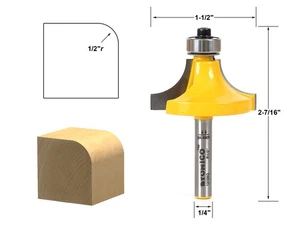 1/2" Radius Round Over Edge Forming Router Bit - 1/4" Shank - Yonico 13166q - Picture 1 of 1