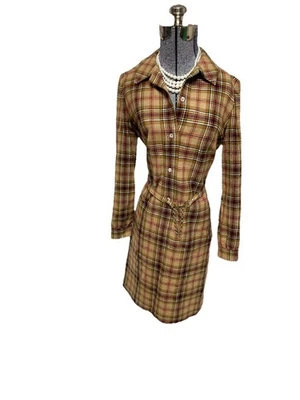 Vestido Pendleton tamanho 6 xadrez de lã década de 1960 raro camelo Stewart tartan cinto bônus - Imagem 1 de 4