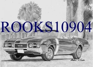 1968 Oldsmobile 442 W30 Convertible MUSCLE CAR ART PRINT - Picture 1 of 1