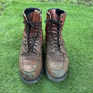 Vintage Red Wing 404 Leather Moc Toe Super Sole Work Boots 11D USA Distressed - Picture 1 of 10