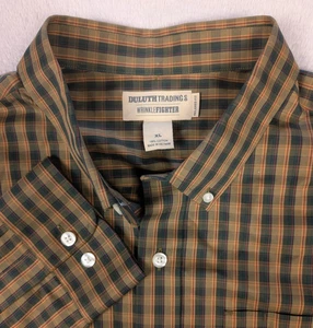 Duluth Trading Co Shirt Mens XL Olive Plaid Wrinkle Fighter Straight Collar - Picture 1 of 9