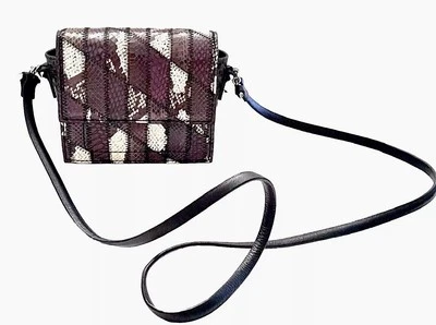 Mini bolsa tiracolo Barbara Bui Browns píton pele patch trabalho 6” X5” feita na Itália - Imagem 1 de 4