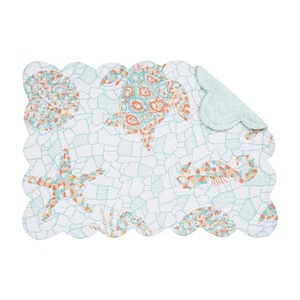 Grand Turks Cotton Quilted Rectangular Reversible Placemats Set of 6, 13" x 19" - Imagen 1 de 4