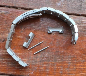 20 mm gebogenes Ende Austern Edelstahl Uhr Doppelverschluss Armband & Schrauben Glieder - Bild 1 von 12