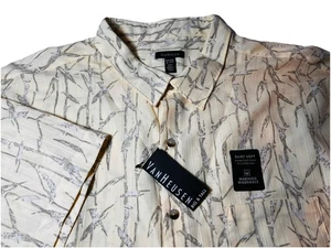 Camisa Van Heusen 4XLT Big&Tall Estampado Oasis Manga Corta Amarillo/Beige Nueva con Etiquetas - Imagen 1 de 11