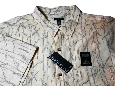 Van Heusen 4XLT большой и высокий Oasis печать коротким рукавом рубашка желтый/бежевый новый с Ярлыками - Изображение 1 из 4