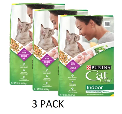 (Paquete de 3) Comida seca para gatos Purina Cat Chow interior peso saludable y bola de pelo para gatos Foto 1 de 4