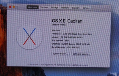 Apple Mac Pro  A1289 Quad Core Xeon 2.66GHz 32GB RAM 250GB SSD+640GBHDD - Image 1 of 4