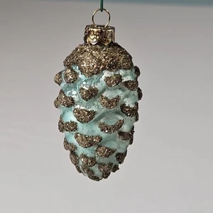 Adorno de Navidad vintage de vidrio de mercurio piña azul claro brillo azúcar 3" - Imagen 1 de 4