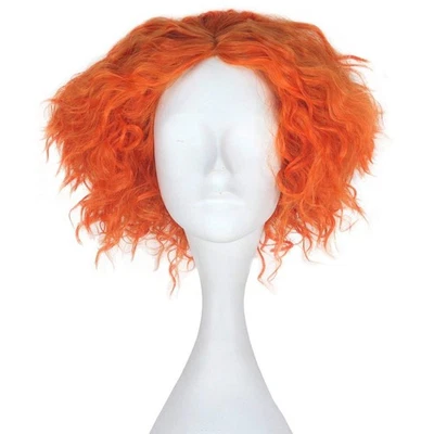 FVCENT Curly Orange Short Wig for Carnival Party Mad Hatter Wig Mad Hatter Wi... - Image 1 of 4