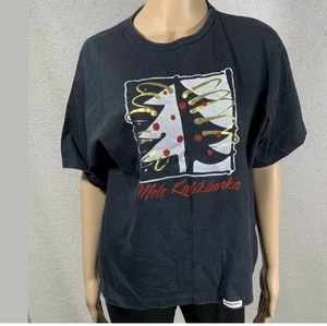 Camiseta de Navidad de Colección Años 80 Para Mujer Camisa Loca Talla Única Negra Mele Kalikimaka - Imagen 1 de 7
