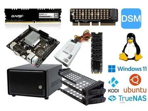 NAS Storage Server Mini PC, Quadcore Low TDP CPU, 8GB DDR4 + accessories - Picture 1 of 7