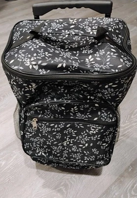 Bolsa de Equipaje con Ruedas Asa Extensible Blanco y Negro Diseño Floral Nueva con Etiquetas Foto 1 de 4