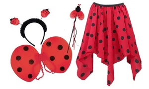 Childs Ladybird Bug Handkerchief Skirt & Wing Set Insect Fancy Dress Costume - Picture 1 of 3