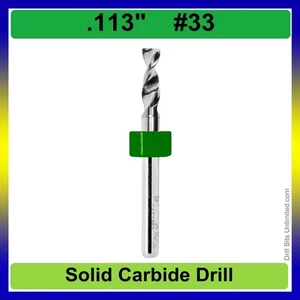 #33 .113" Drill Bit 1 Piece Solid Carbide 1/8 Shank Premium Solid Carbide R/S - Picture 1 of 3
