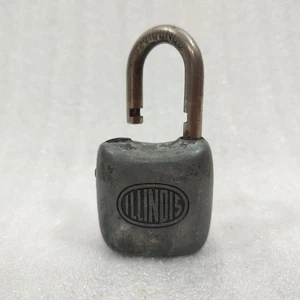 Vintage Vorhängeschloss Illinois Lock Company Chicago OHNE SCHLÜSSEL ENTSPERRT - Bild 1 von 6