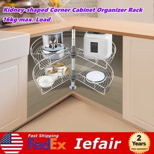 28" Nierenförmig 2 Regale Lazy Susan Küche Unterschrank Ecke Organizer Regal - Bild 1 von 12