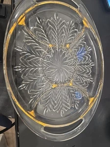 Jeannette Poinsettia Vintage Green Depression Glass Relish Dish - Picture 1 of 6