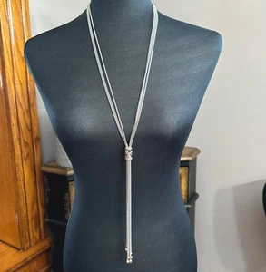 Chico's Halskette Schmuck Statement 30" verstellbar silberfarben mehrstrangig Y Tropfen - Bild 1 von 6