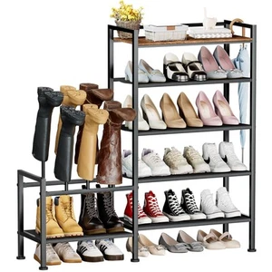 Shoe Rack Organizer and Storage - 5 Tier Metal Shoe Rack with Boot Storage & ... - Picture 1 of 8