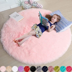 Light Pink round Rug 4Ft for Girls Bedroom, Fluffy Circle Area Rugs for Kids Roo - Picture 1 of 12