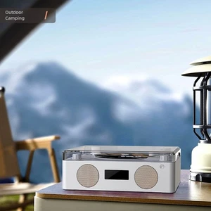 Lecteur CD compact blanc mini design portable avec radio et phonographe pour la - Picture 1 of 12