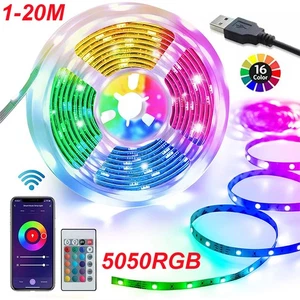 1-20m LED Strip Lights RGB 5050 Colour Changing Tape Cabinet Kitchen TV Lighting - Picture 1 of 26