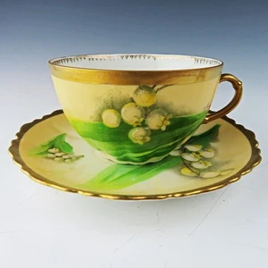 O&EG Royal Austria Hand Painted Lily of the Valley Signed Cup & Saucer 1899-1918 - Picture 1 of 10