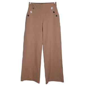 SPANX Perfetto Bottone Ponte Pantalone Toffee Gamba Larga Alzata Pull On Donna S - Foto 1 di 13