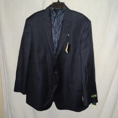 Lauren Ralph Lauren Mens 48L Navy  Pinstripes Wool Sport Coat Jacket Blazer (6B) - Image 1 of 4