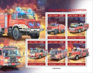 Fire Trucks Fire Engines MNH Stamps 2024 Djibouti M/S - Picture 1 of 1