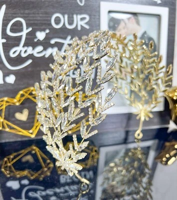 Wedding crystal hair vine, Crystal bridal gold headband, Goddess halo crown - Image 1 of 4