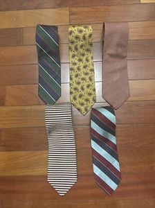 Lot of 5 BROOKS BROTHERS MAKERS Men’s Pure 100% Silk Ties Made USA 5 Ties - Picture 1 of 15