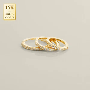 Anillo de aro de cuerpo de oro sólido 14K segmento con bisagras de oro sólido real 18G - Imagen 1 de 9