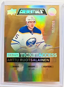 2021-22 CREDENTIALS HOCKEY UD DEBUT TICKET ACCESS 92 ARTTU RUOTSALAINEN /999 - Picture 1 of 2